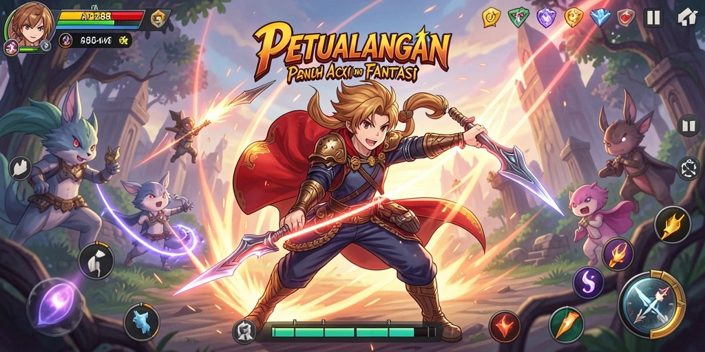Screenshot gameplay API288 menampilkan karakter anime dalam aksi.