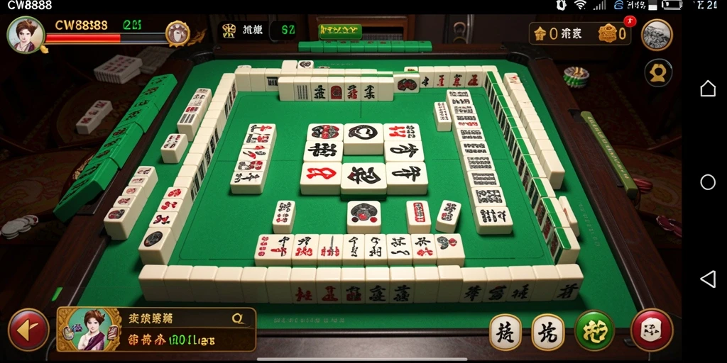 Tampilan menarik dari gameplay Mahjong di CW8888 yang menantang.