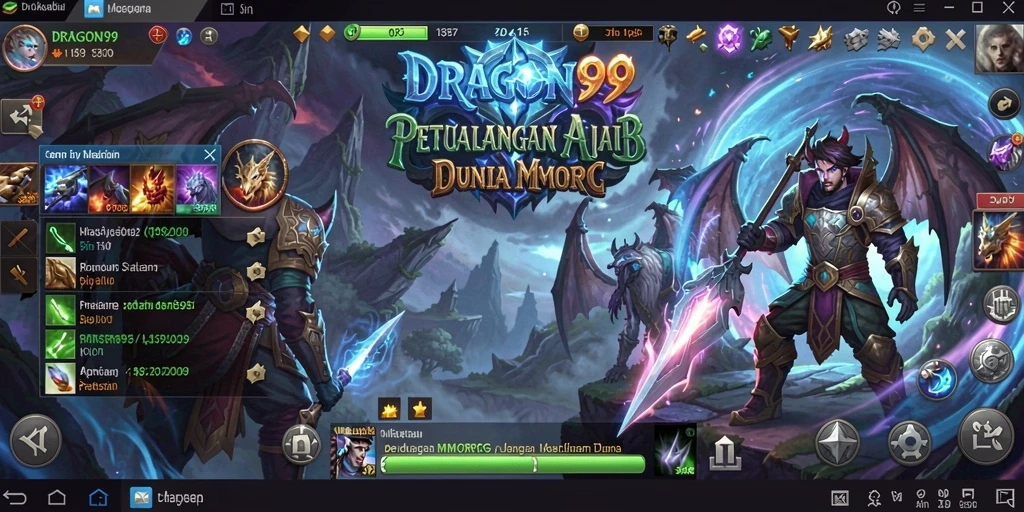 Tampilan permainan yang menegangkan di dunia fantasi MMORPG.