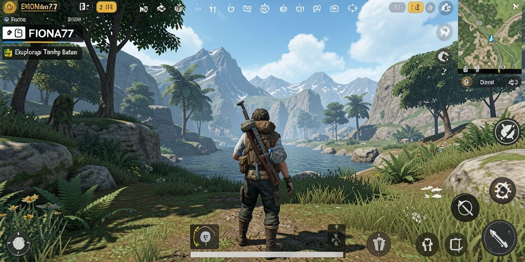 Screenshot gameplay FIONA77 yang menampilkan petualangan di dunia terbuka.
