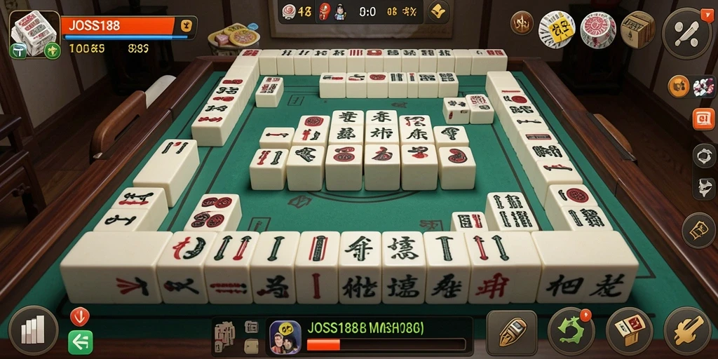 Screenshot gameplay <strong>JOSS188</strong> yang menampilkan permainan Mahjong yang seru.