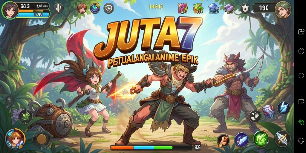 Screenshot JUTA7 menunjukkan karakter anime beraksi dalam pertarungan seru.
