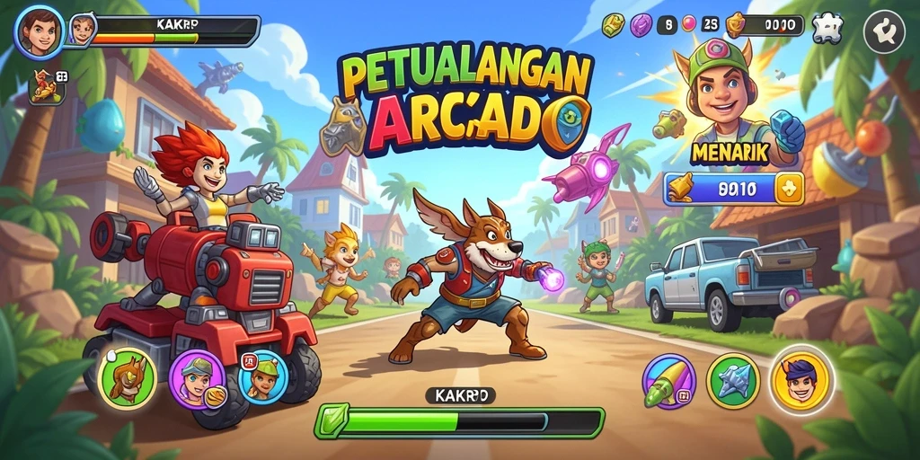 Screenshot KAKRP memperlihatkan gameplay Arcade yang seru dan dinamis.