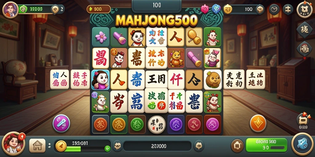 Screenshot MAHJONG500 menampilkan gameplay seru dan tantangan Match-3.