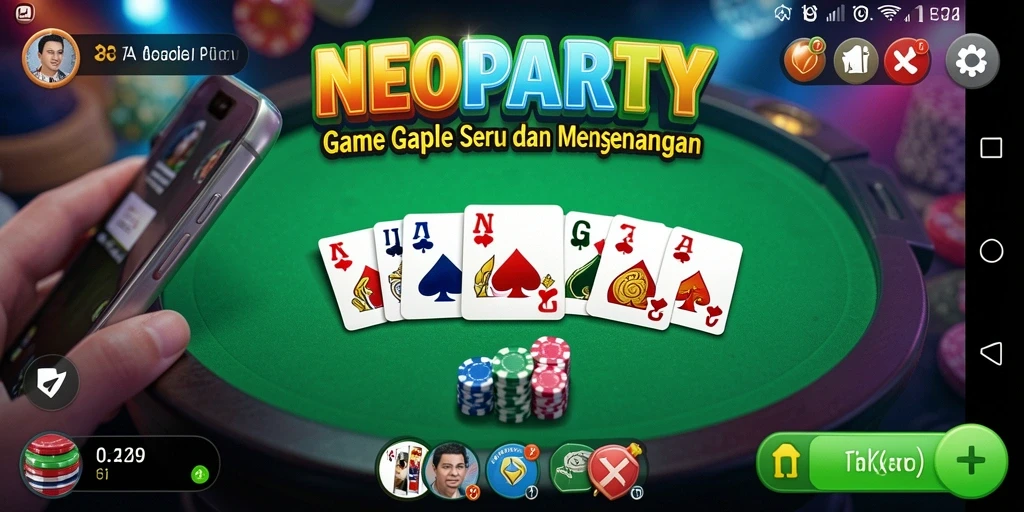 Tampilan gameplay seru NEOPARTY dengan pemain yang aktif.